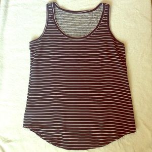 LOFT Navy Striped Mixed-Media Tank-Top